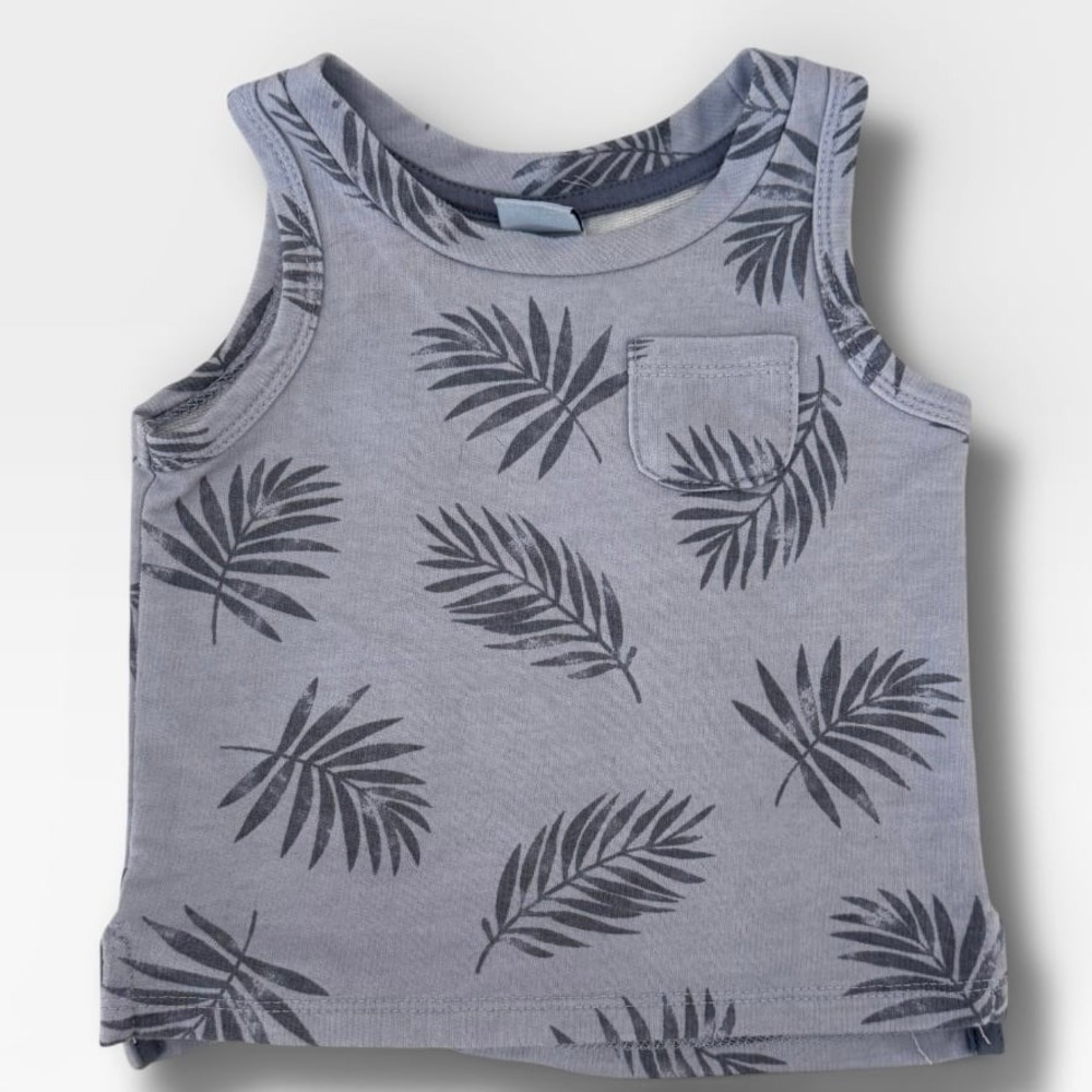 Little Lad Baby Boys Size 12 M Tank Top Blue Palm Leaf Sleeveless